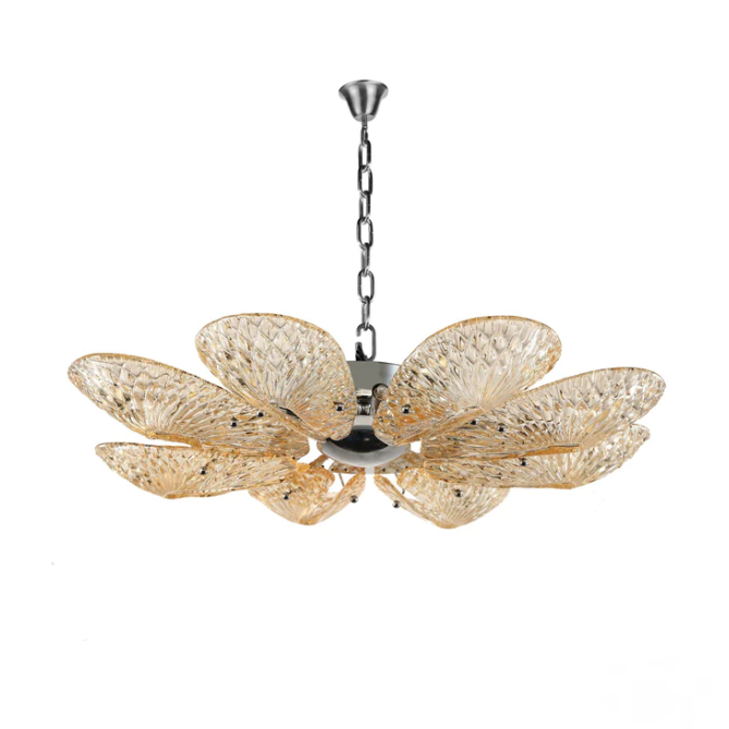 Modern Layers Art Patterned Glass Flower Chandelier for Living/Dining Room/Foyer/Entryance