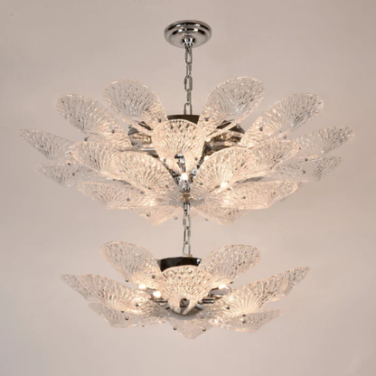 Modern Layers Art Patterned Glass Flower Chandelier for Living/Dining Room/Foyer/Entryance