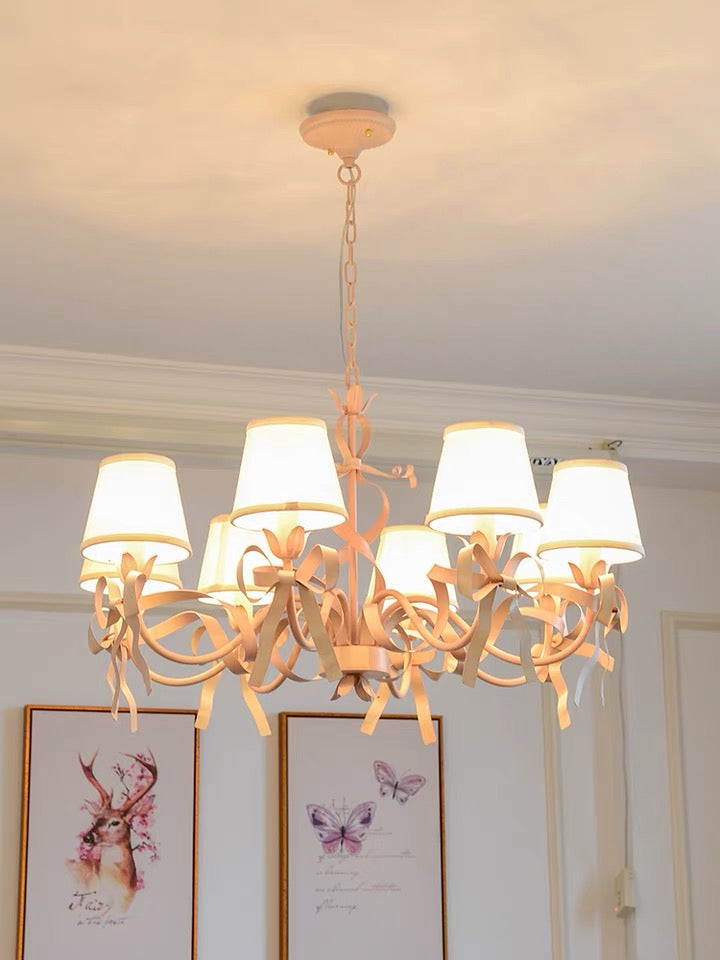 Italian Style Princess Beautiful Pinkish Bows Stylish Chandelier Modern Artistic Girls Room Pink Bedroom Nursery Room