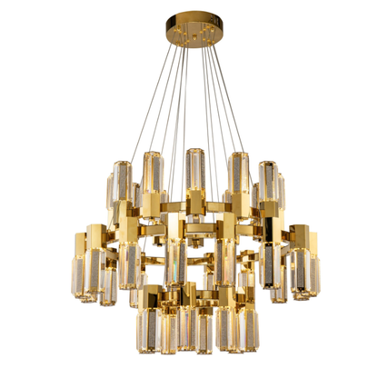 Modern Luxury Round Layers Light Crystal Rods Pendant Chandelier for Living Room/Foyer/Entrys