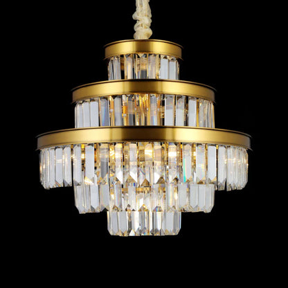 Extra Large Honeycomb Multi-layer Round Crystal Rods Chandelier for Living Romm/Foyer/Stairs