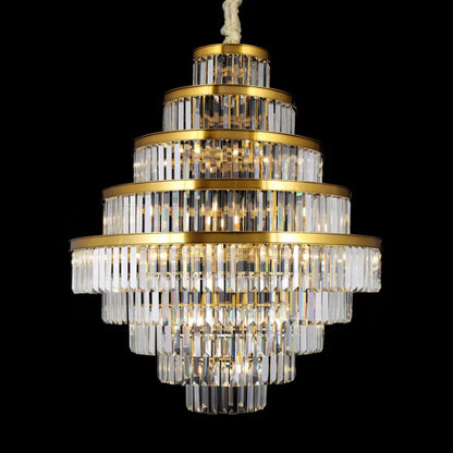 Extra Large Honeycomb Multi-layer Round Crystal Rods Chandelier for Living Romm/Foyer/Stairs