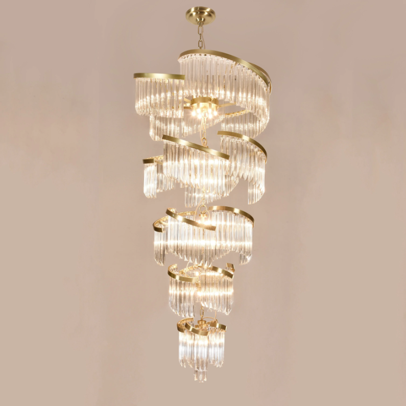 TWIN PALMS FOYER CRYSTAL CHANDELIER，chandelier,chandeliers,spiral,crystal,extra large,large,huge,big,round,ceiling,luxury,living room,foyer