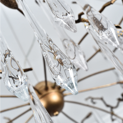 Extra Large Modern Luxury Brass Branch Crystal Pendant Chandelier for Living/Dining Room