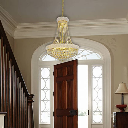 Gold Luxury Empire Foyer K9 Crystal Chandelier D19.7"