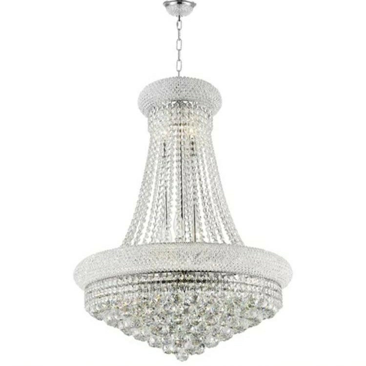 Chrome Luxury Empire Foyer K9 Crystal Chandelier D19.7"