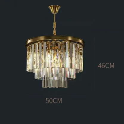 Luxury Pure Copper Crystal Chandelier Modern Living Room Light Villa Ceiling Lamp