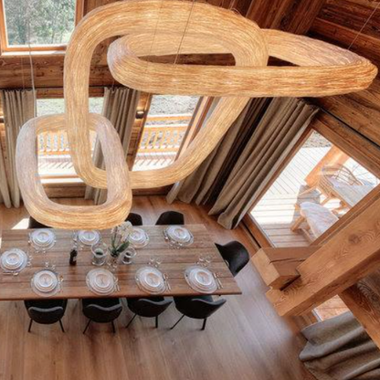 Designer Model Creative Wooden Rings Pendant Chandelier for Living/Dining Room/Foyer