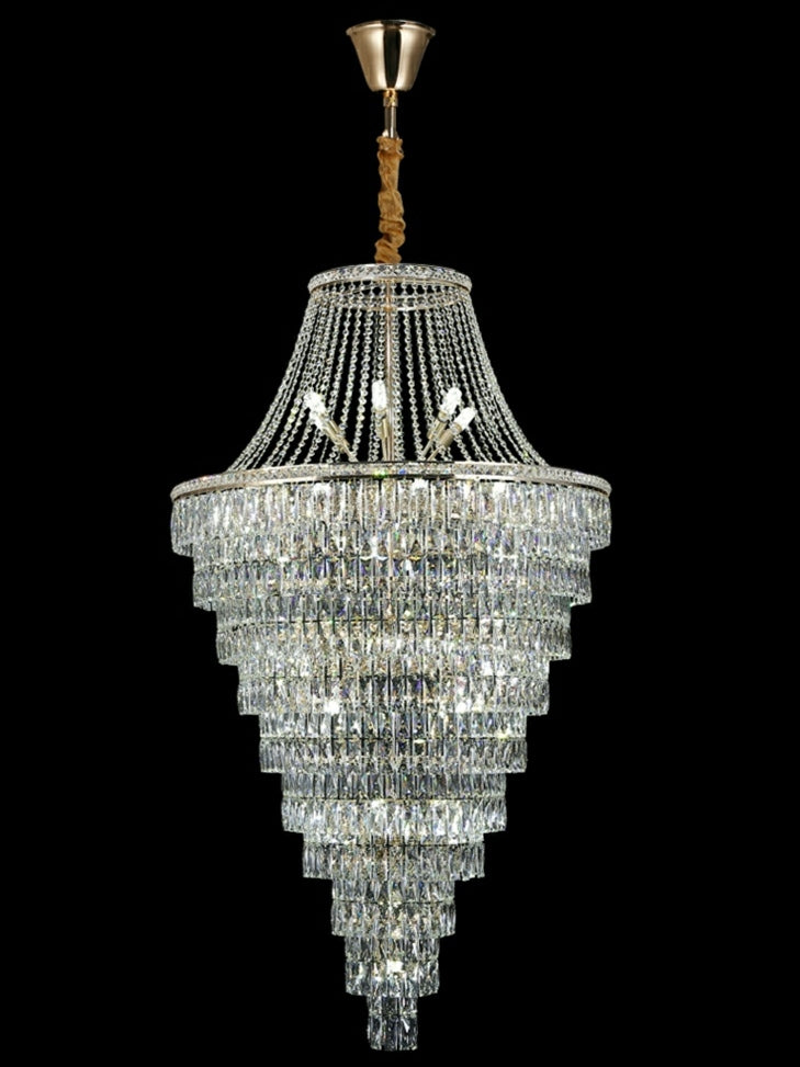 Magnificent Extra Large Foyer Hall Chandelier Tiered Crystal Ceiling Lighting Fixture For Living Room Decor