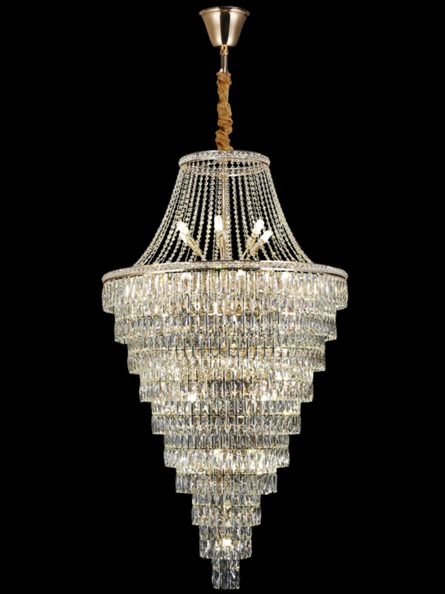 Magnificent Extra Large Foyer Hall Chandelier Tiered Crystal Ceiling Lighting Fixture For Living Room Decor