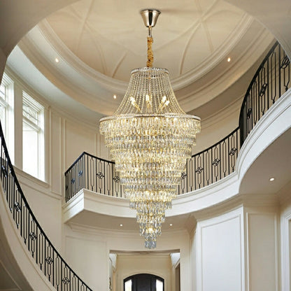 Magnificent Extra Large Foyer Hall Chandelier Tiered Crystal Ceiling Lighting Fixture For Living Room Decor