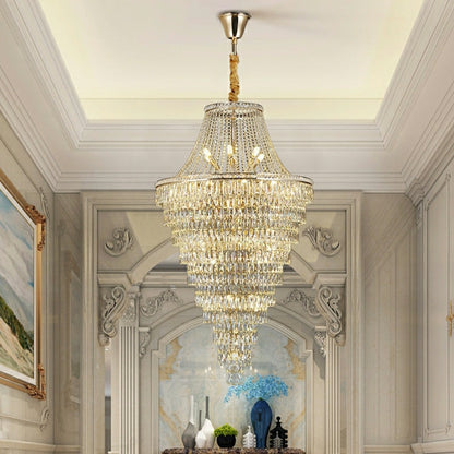 Magnificent Extra Large Foyer Hall Chandelier Tiered Crystal Ceiling Lighting Fixture For Living Room Decor