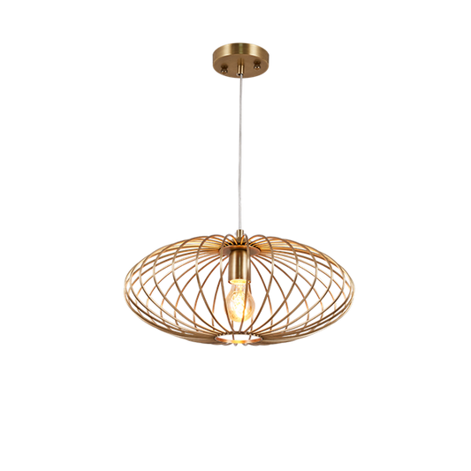 Mid-century Bronze Pendant Light With Plated Polished Copper Stainless Steel Shade