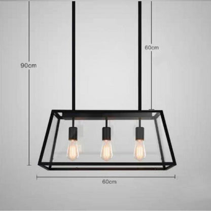 Modern Black Cage Style Glass Lamp Shade Pendant Light 3 Lights