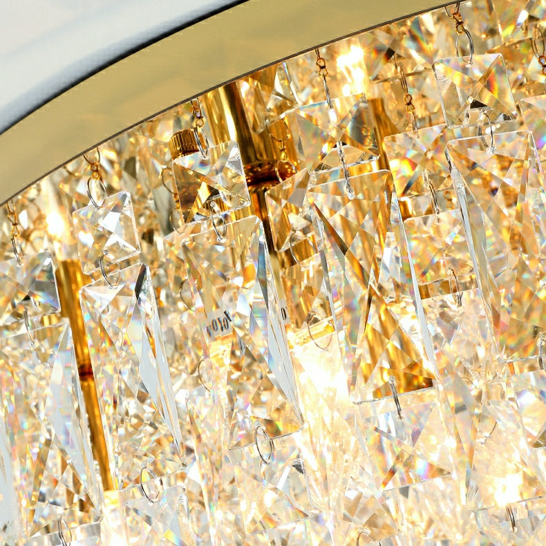 Modern Living Room Round Crystal Chandelier Gold/ Silver Finish Ceiling Light Fixture For Bedroom