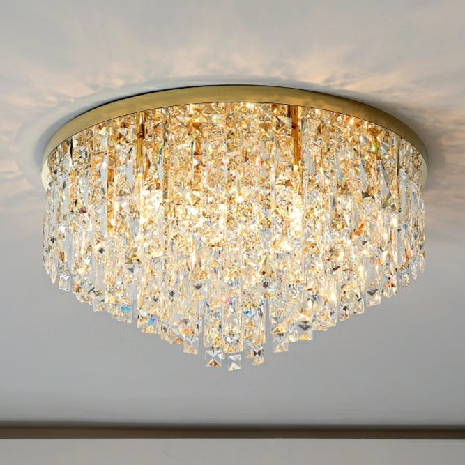 Modern Living Room Round Crystal Chandelier Gold/ Silver Finish Ceiling Light Fixture For Bedroom