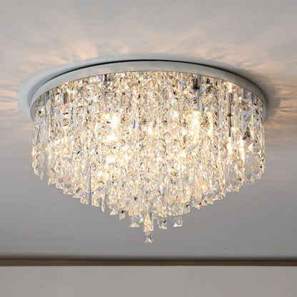 Modern Living Room Round Crystal Chandelier Gold/ Silver Finish Ceiling Light Fixture For Bedroom