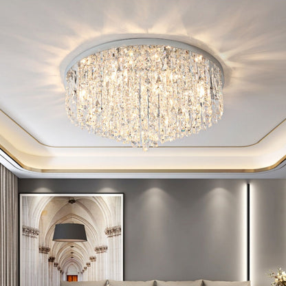 Modern Living Room Round Crystal Chandelier Gold/ Silver Finish Ceiling Light Fixture For Bedroom