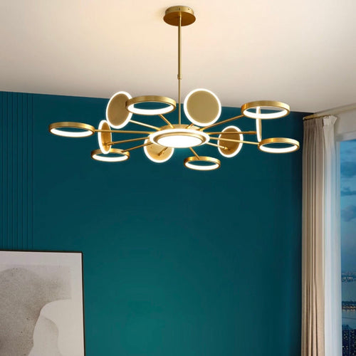 Modern Molecular Chandelier for Living Room Creative Copper Dining Room Ceiling Lamp