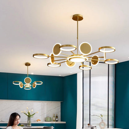 Modern Molecular Chandelier for Living Room Creative Copper Dining Room Ceiling Lamp