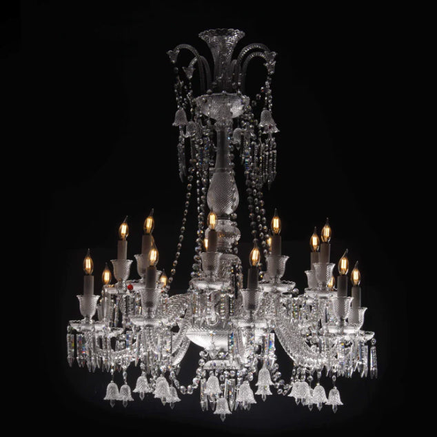 Oversized Traditional Candle Branch Crystal Pendant Chandelier for Living Room/Foyer/Stairs