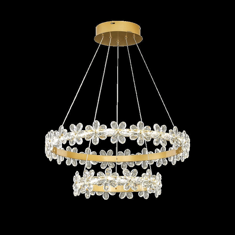 New Style Flower Crystal Chandelier For Living Room Cheap Petal Ring Pendant Lighting Fixture for Girls Bedroom