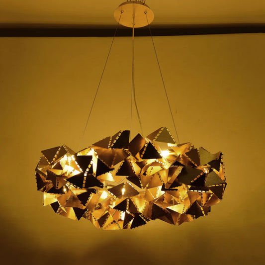 Origami Round Metal Chandelier,chandelier,chandeliers,brass,gold,luxury,pendnat,ceiling,post-modern,chain,living room,dining room,bar,metal