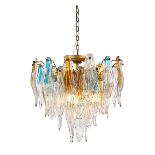 Lunette Murano Glass Chandelier,chandelier,chandeliers,pendant,crystal,metal,ceiling,gold,colorful,blue,clear,round,rectangle,Modern,creative,art,living room,dining room,bedroom,hallway,entrys,foyer