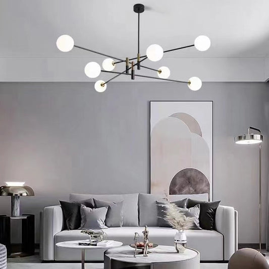 Black & Gold Sputnik Ceiling Pedant Light With Warm White Light