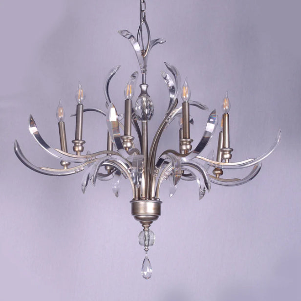 Opal Shards 8-Light Chandelier ,chandelier,chandeliers,pendant,flower,candle,raindrop,teardrop,crystal,metal,chrome,glass,branch,living room,dining room,bedroom,hallway