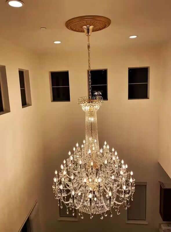 Extra Large Luxury Gold Traditional Empire Candle Chandelier Crystal Pendant for Stairs/Foyers