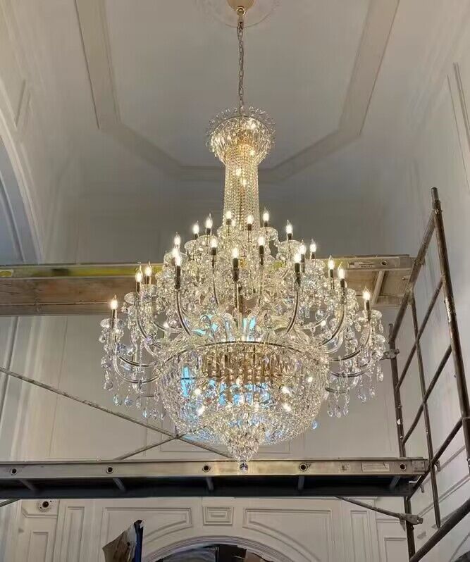 Extra Large Luxury Gold Traditional Empire Candle Chandelier Crystal Pendant for Stairs/Foyers