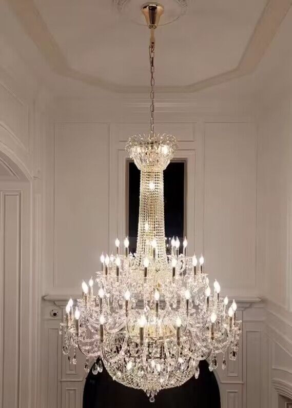 Extra Large Luxury Gold Traditional Empire Candle Chandelier Crystal Pendant for Stairs/Foyers