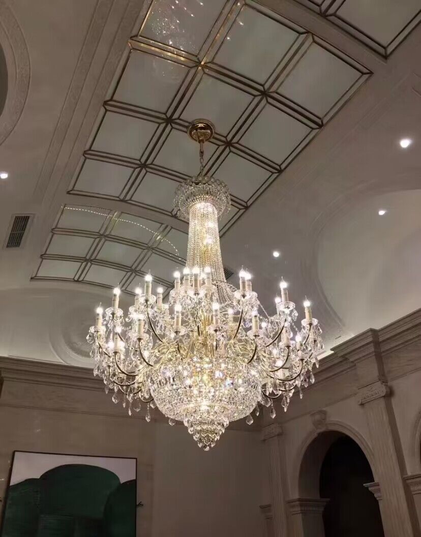 Extra Large Luxury Gold Traditional Empire Candle Chandelier Crystal Pendant for Stairs/Foyers