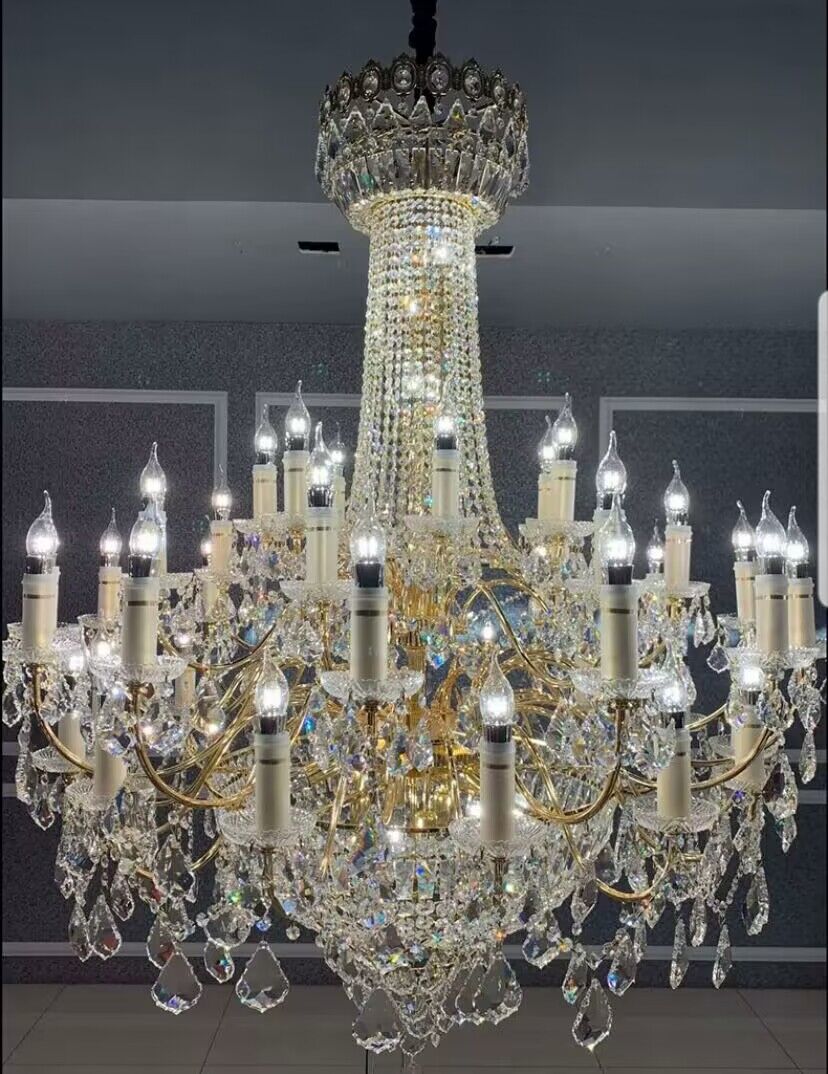 Extra Large Luxury Gold Traditional Empire Candle Chandelier Crystal Pendant for Stairs/Foyers