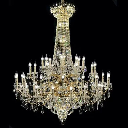 Extra Large Luxury Gold Traditional Empire Candle Chandelier Crystal Pendant for Stairs/Foyers