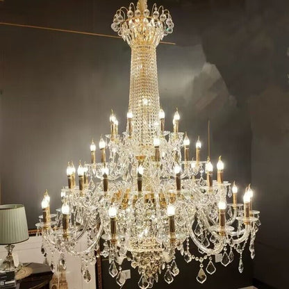 Extra Large Luxury Gold Traditional Empire Candle Chandelier Crystal Pendant for Stairs/Foyers