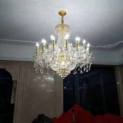 Extra Large Luxury Gold Traditional Empire Candle Chandelier Crystal Pendant for Stairs/Foyers