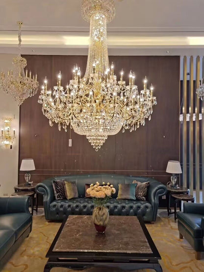 Extra Large Luxury Gold Traditional Empire Candle Chandelier Crystal Pendant for Stairs/Foyers