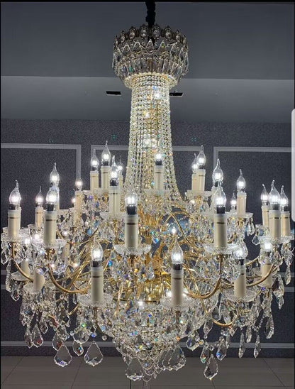 Extra Large Luxury Gold Traditional Empire Candle Chandelier Crystal Pendant for Stairs/Foyers