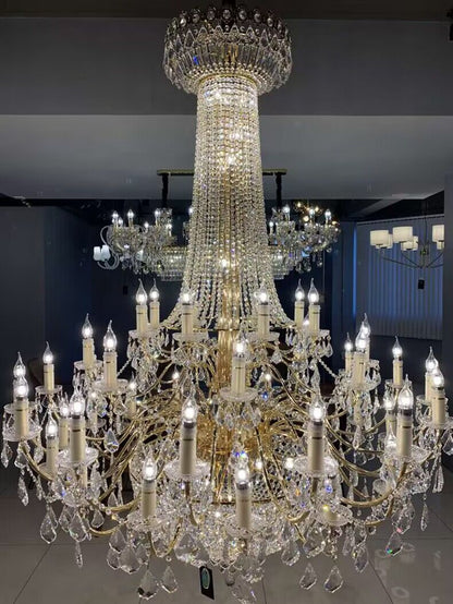 Extra Large Luxury Gold Traditional Empire Candle Chandelier Crystal Pendant for Stairs/Foyers