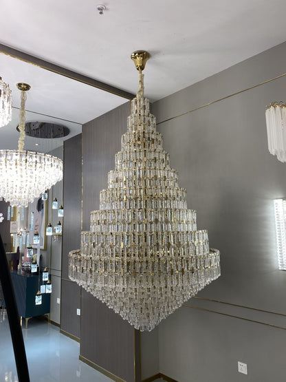 Oversized Luxury Multi-tier Honeycomb Crystal Ceiling Chandelier for Stairs/Foyer/Entryway