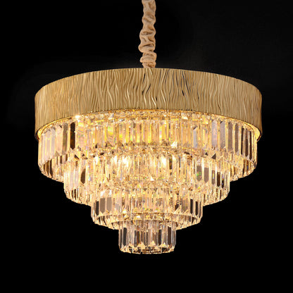 Oversized Light Luxury Modern Gold Round/Oval Crystal Ceiling Chandelier Set for Living/Dining Room