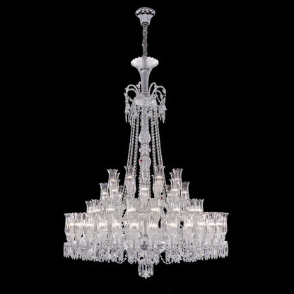 Extra Large French Multi-layer Flower Branch Crystal Chandelier Chrome Crystal Light for Foyer/Stairs/Hallway