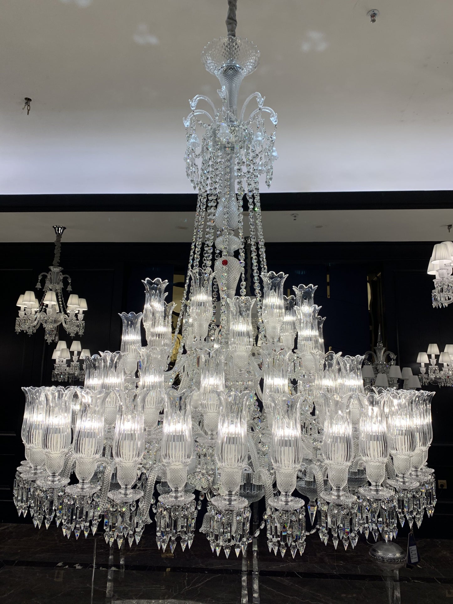 Extra Large French Multi-layer Flower Branch Crystal Chandelier Chrome Crystal Light for Foyer/Stairs/Hallway