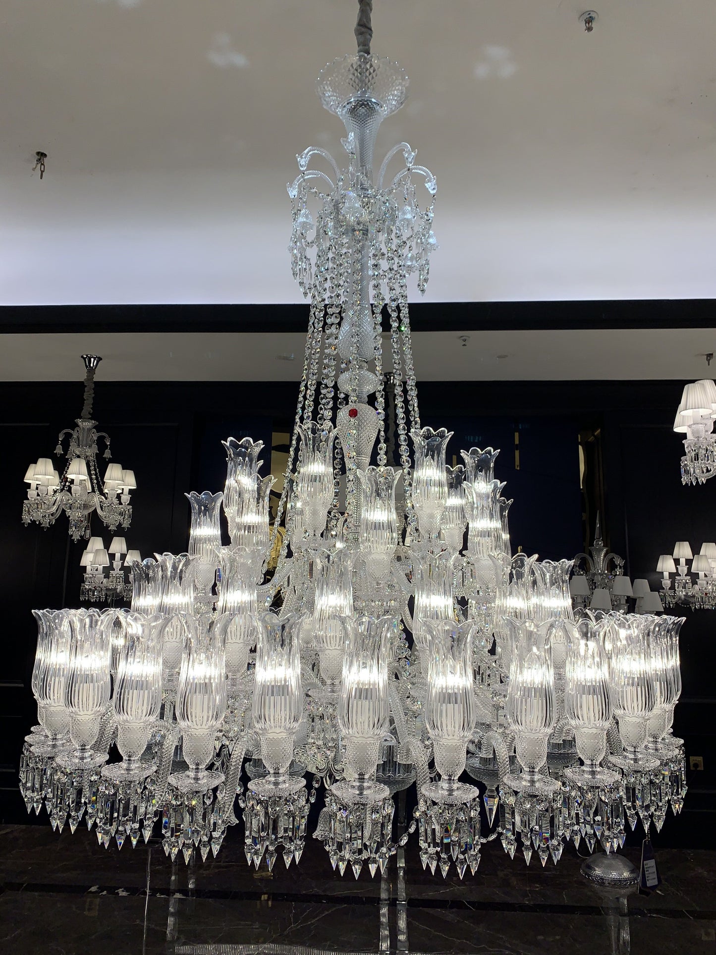 Extra Large French Multi-layer Flower Branch Crystal Chandelier Chrome Crystal Light for Foyer/Stairs/Hallway