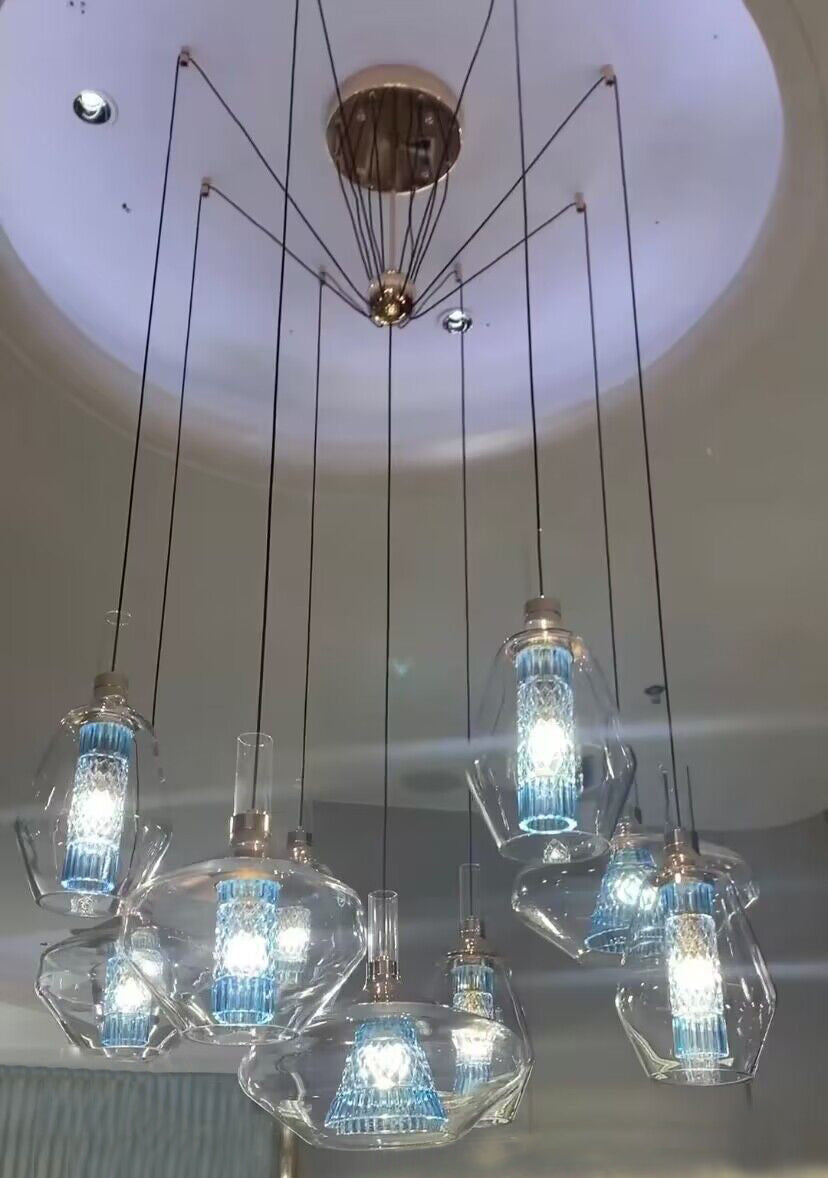 10Lights 6Lights chandelier,chandeliers,pendant,glass,metal,blue,ceiling,branch,art,round,multiple,living room,dining room,bedroom,kitchen island,bar,hallway