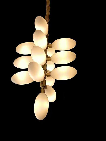 Nordic Art Glass Set White Magnolia Light Ceiling Chandelier for Living/ Dining Room/Bedroom