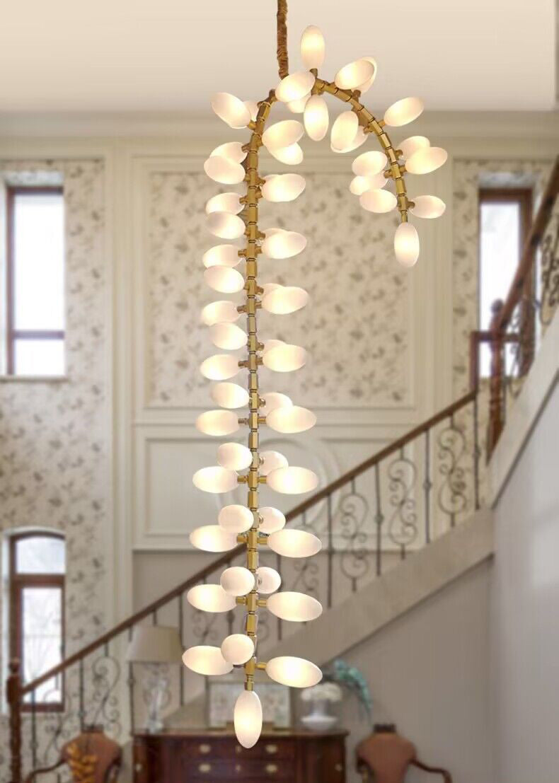 Nordic Art Long Branch Glass Pendant Light Ceiling Chandelier for Stairs/Hallway/Entryway