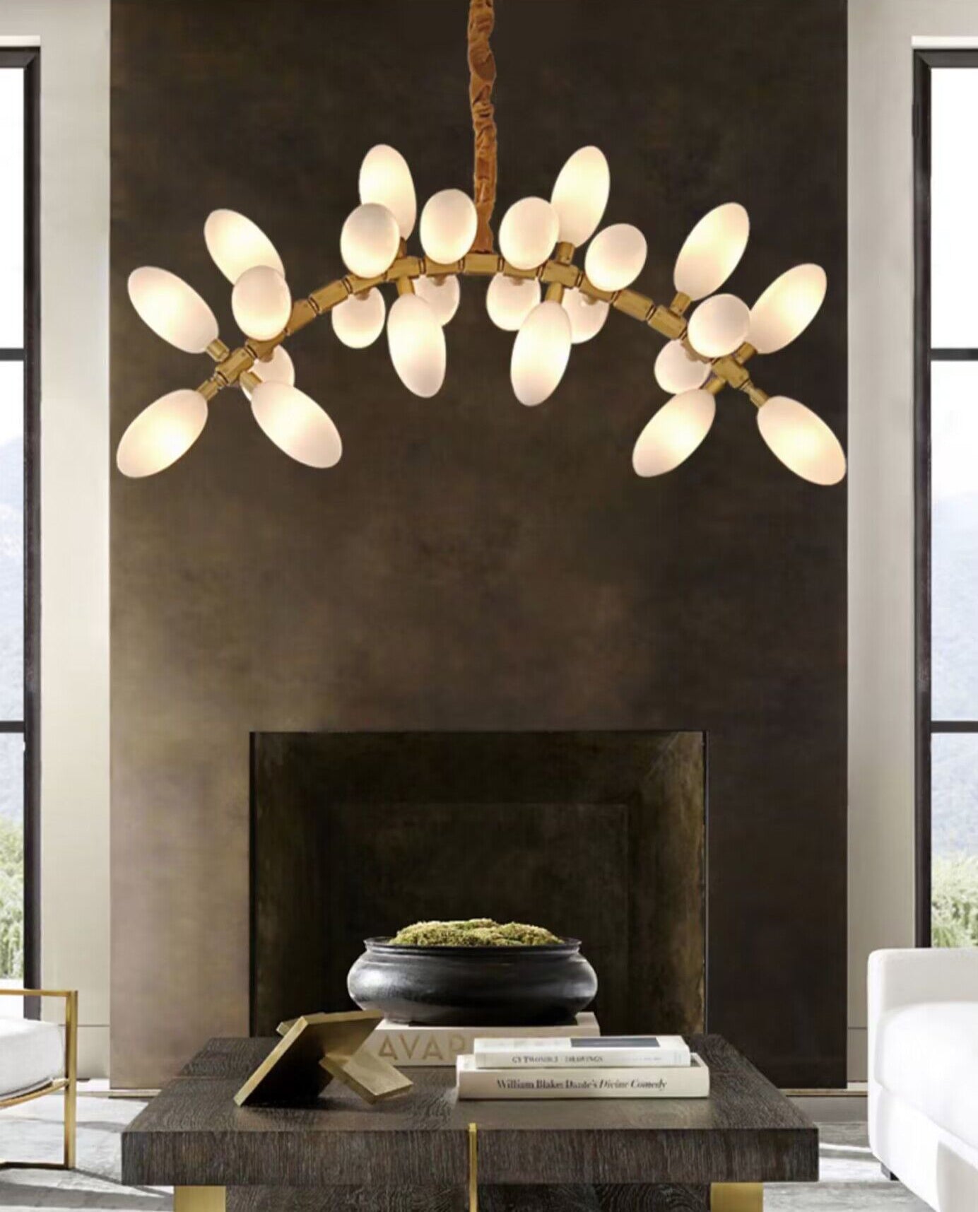 Nordic Art Glass Set White Magnolia Light Ceiling Chandelier for Living/ Dining Room/Bedroom